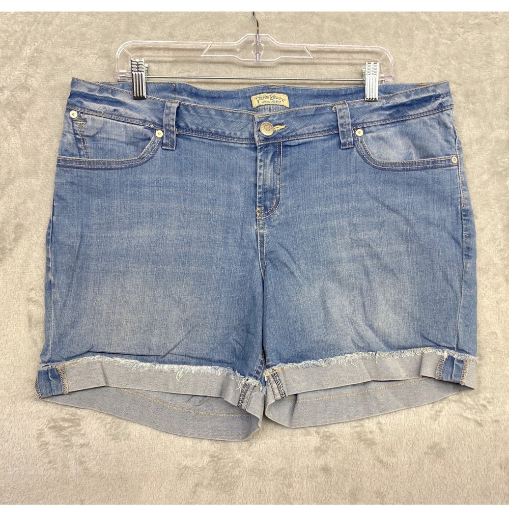 Paris Blues Denim Shorts Womens 19 (39x6) Blue Raw Hem Mid-Rise Casual Stretch